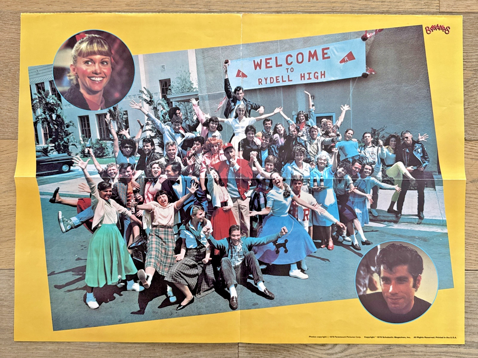 1978 Rydell High School Scholastic Magazine Classroom Poster Bananas Grease
