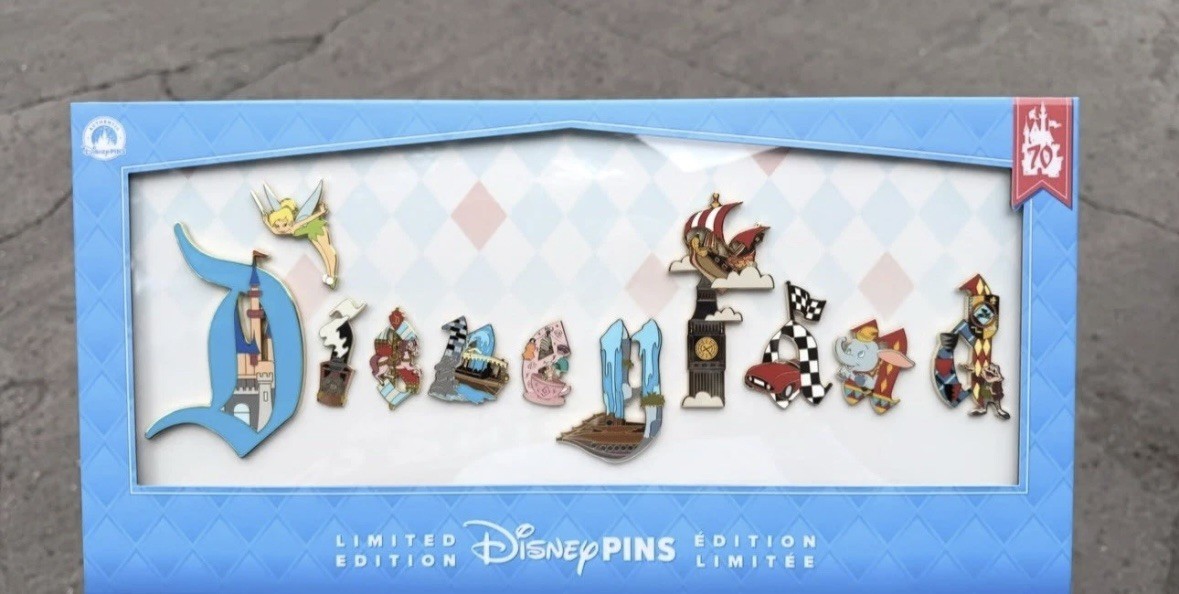 2026 Disneyland 70th Anniversary Marquee 11 Pin Set Jumbo Pin LE 2200