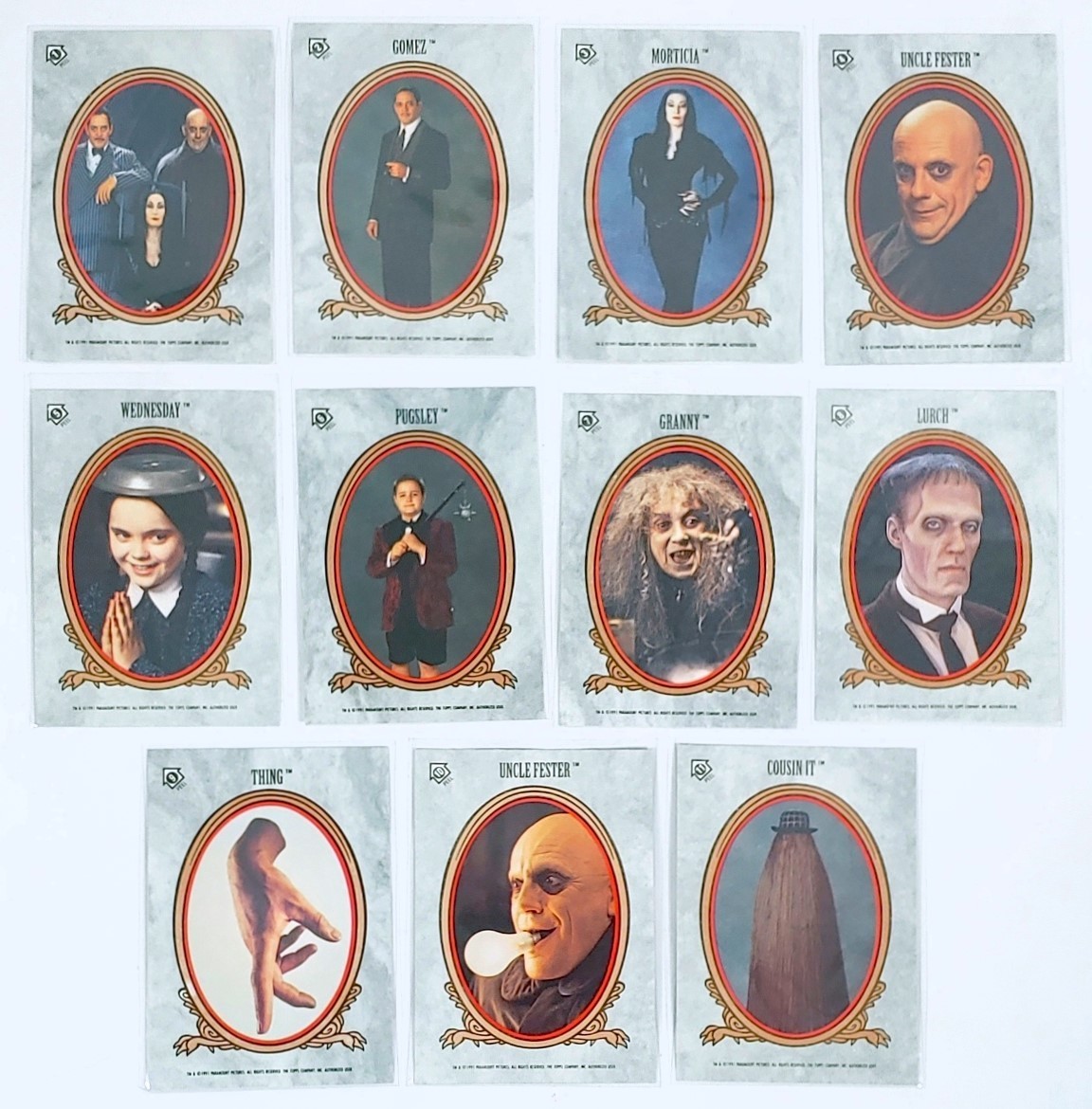 1991 Topps The Addams Family Movie #1-11 Complete Sticker Puzzle Insert Card Set