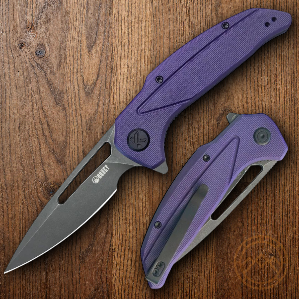 Kubey Nautilus Folding Knife 3.5″ 14C28N Sandvik Steel Blade Purple G10 Handle