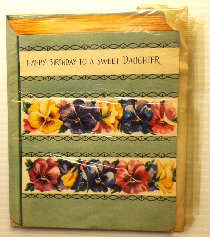 Vintage Daughters Birthday Card Unused NOS 1950s Litho IDEAL Boston +Envelope