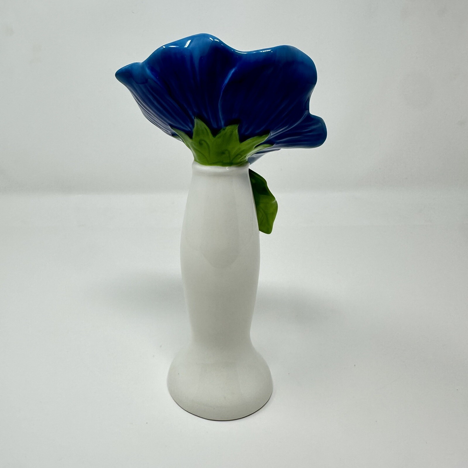 Ceramic Bud Vase Floral Flowers Grasslands Road Blue Home 7.5 Tall