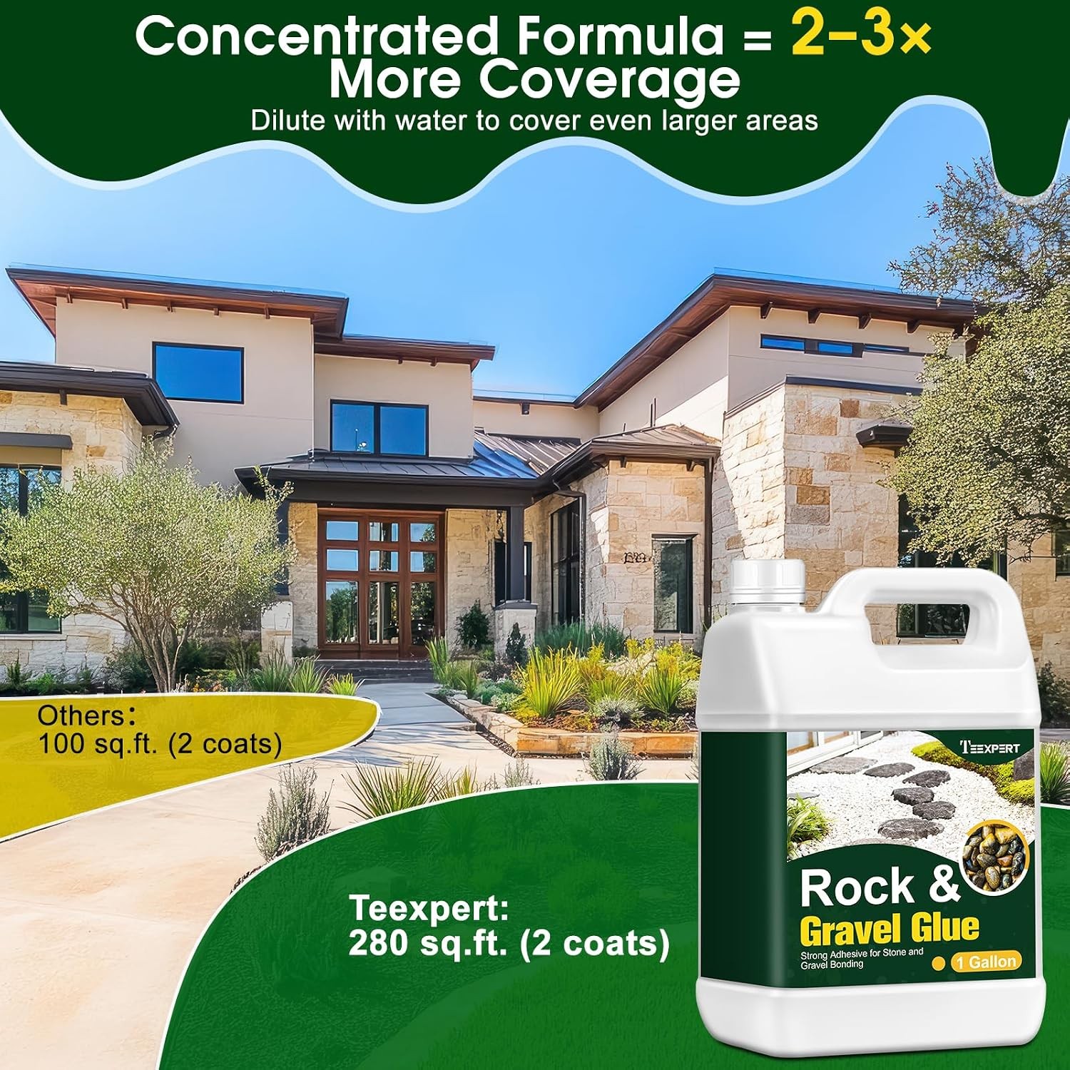 1 Gallon Rock Glue for Landscaping,Strong Pea Gravel Binder & Stone Adhesive NEW