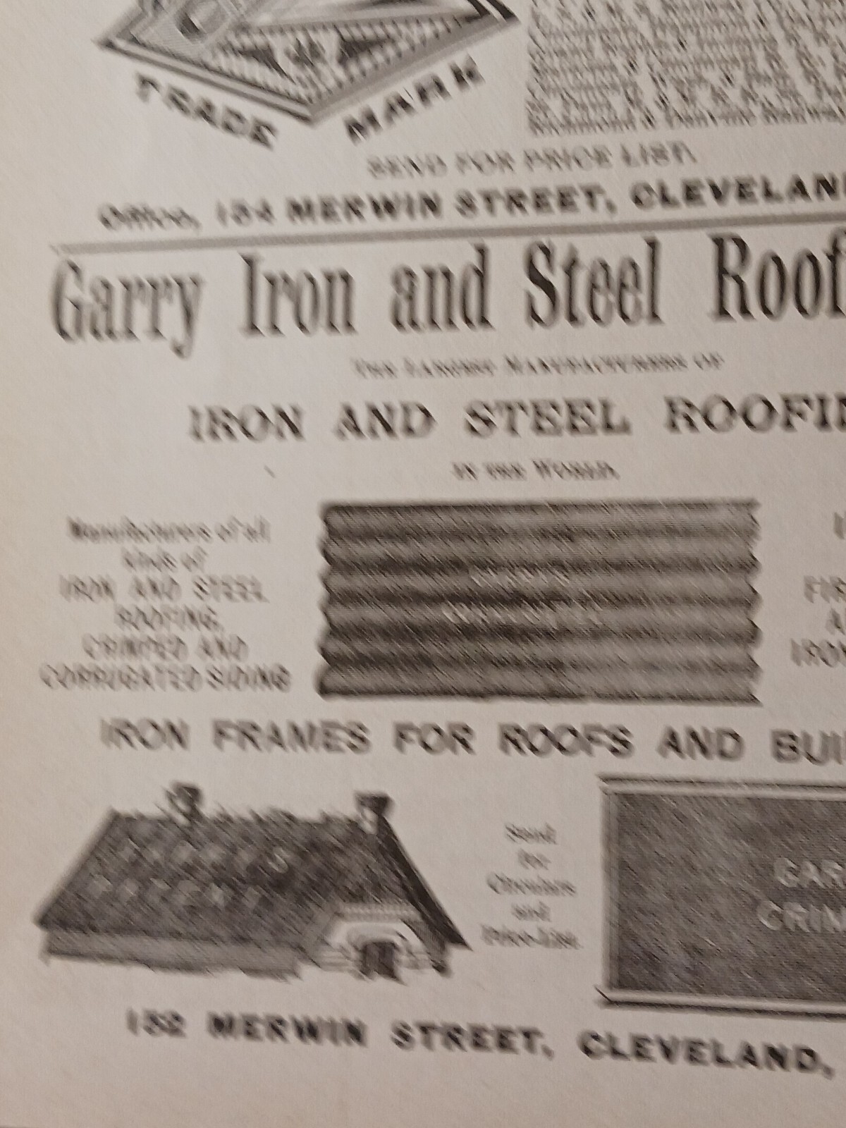 1891 print ad CLEVELAND IRON ORE PAINT COMPANY ~ Gary Iron & Steel Roofing Ohio
