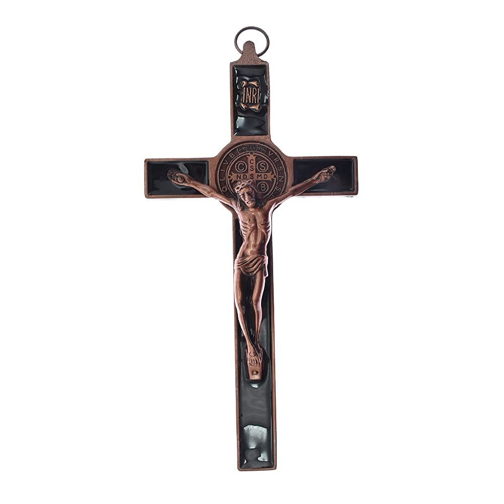 MTYIQS 19.5×9.5cm Crucifix Wall Cross 7.7″L x 3.7″W, Red copper+Black