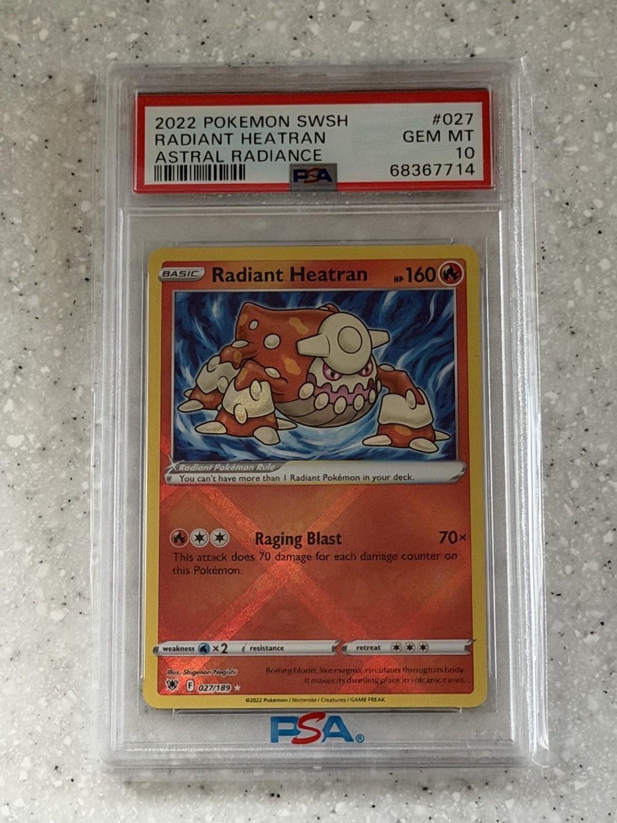 2022 Pokemon Sword & Shield Astral Radiance #027 Radiant Heatran PSA 10 GEM MINT