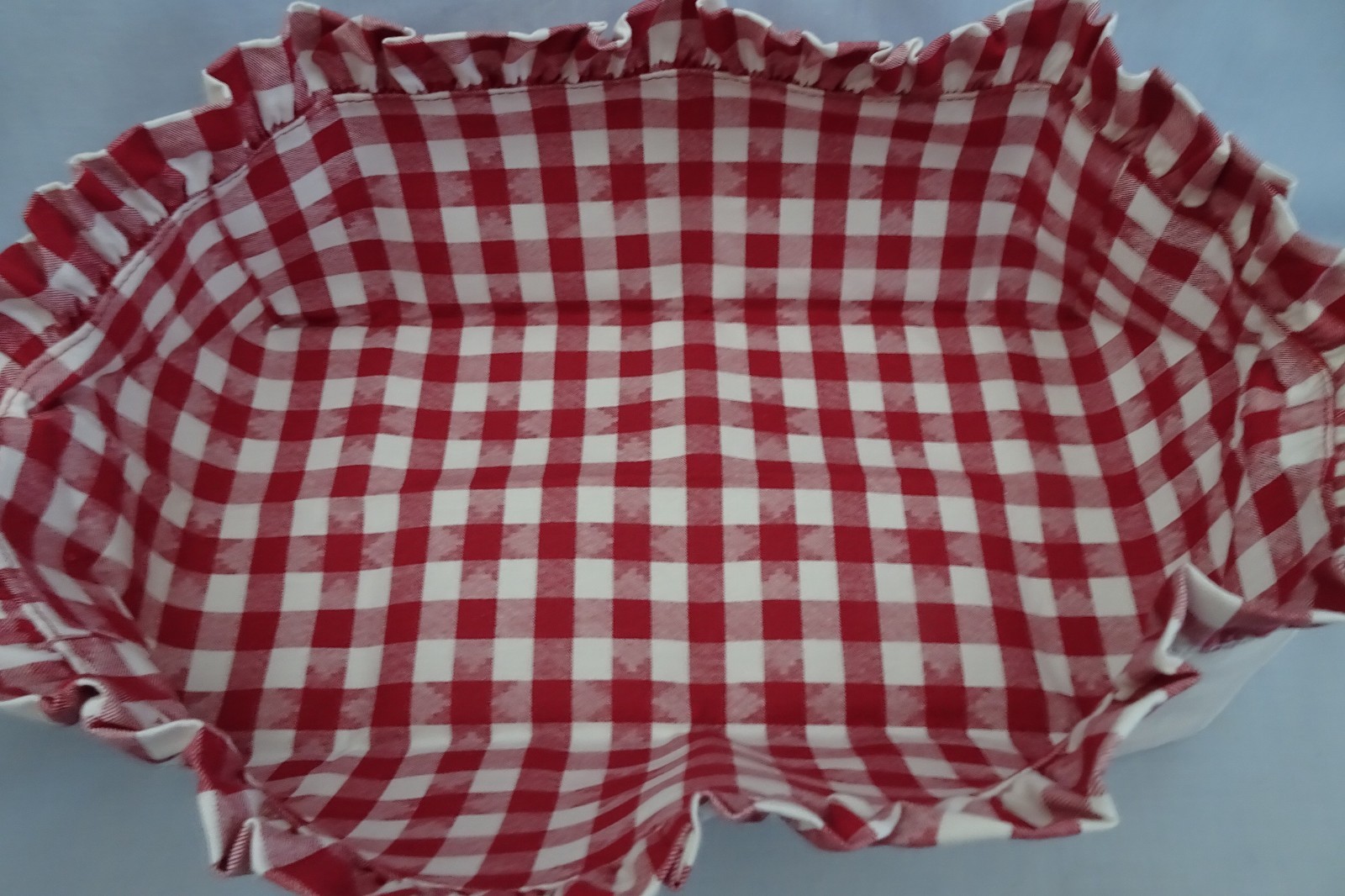 Universal Red & White Check Fabric Basket Liner ONLY 13 x 7 x 5.5 inches