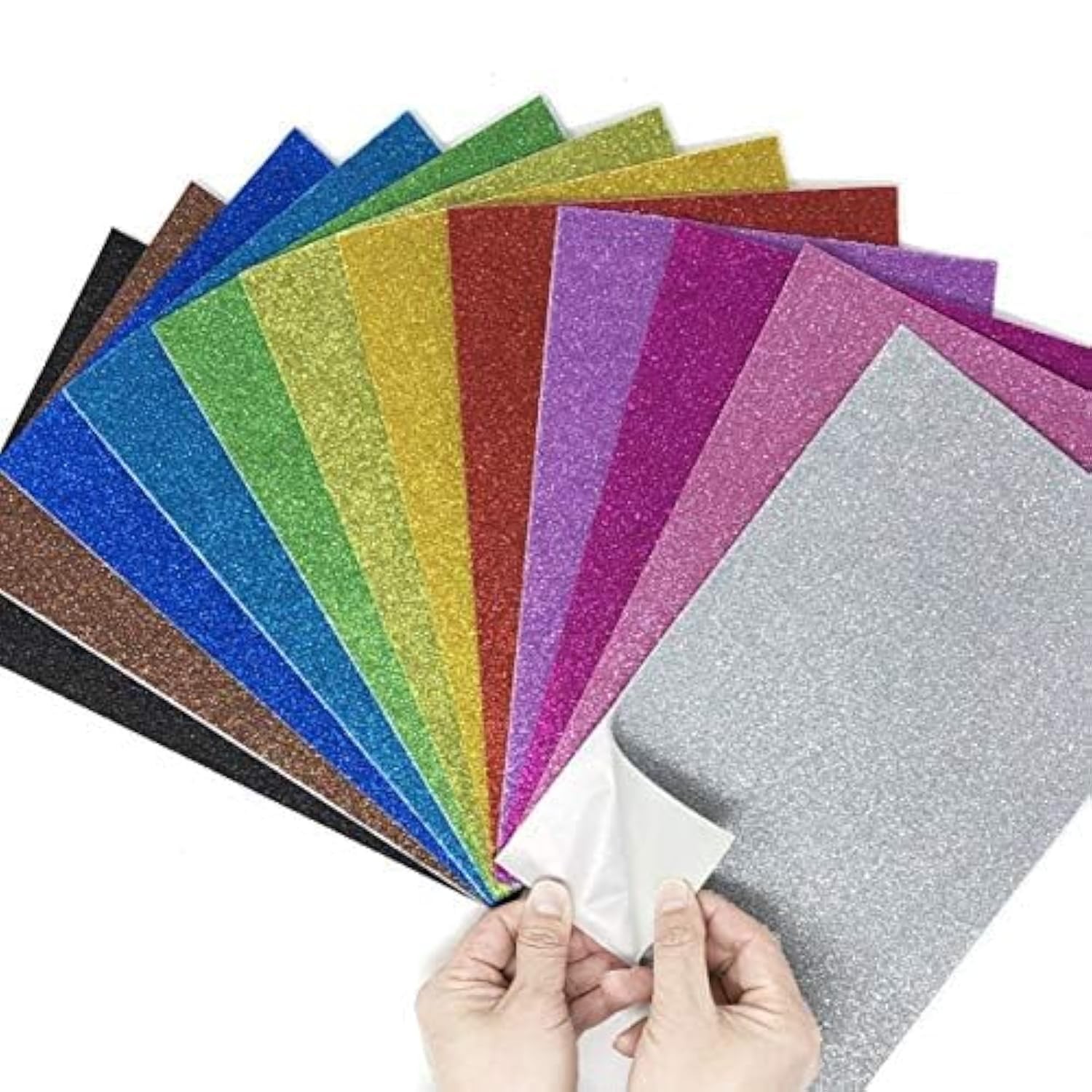 Allgala 12-Pack 8″x12″ Glitter EVA Foam Sheets, Assorted Colors, Self-Adhesive