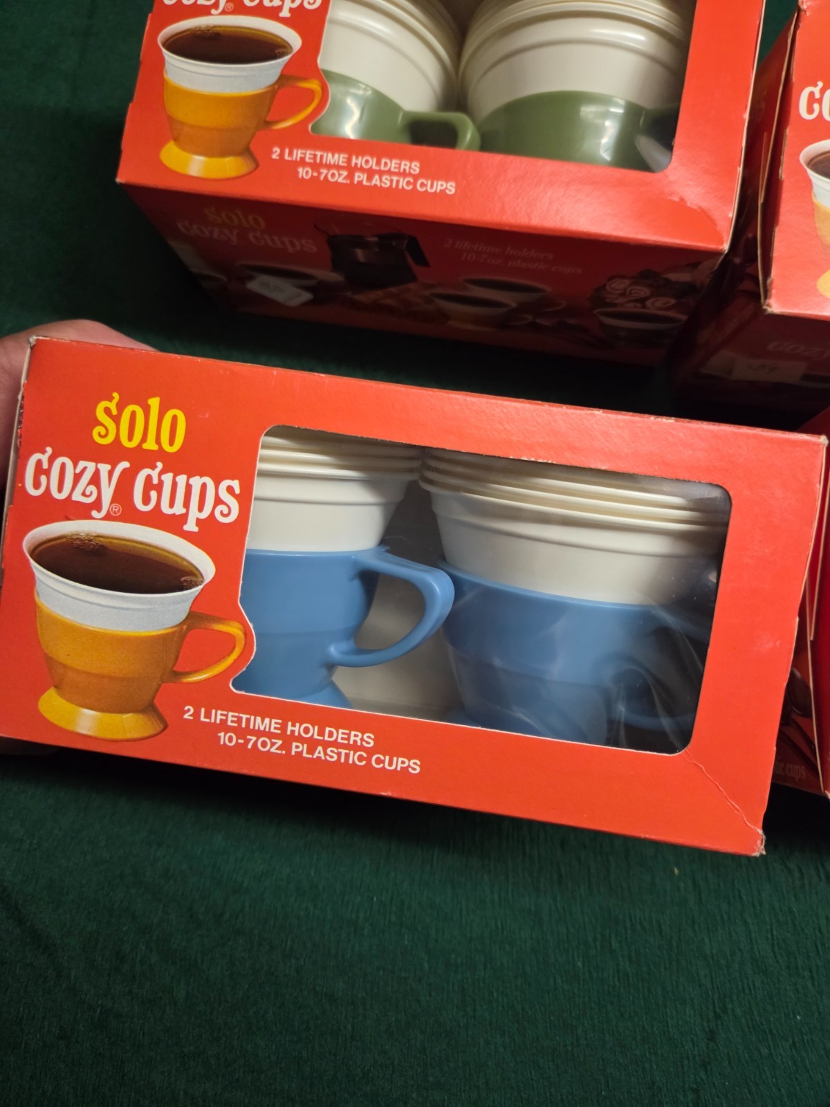Vintage SOLO Cozy Cups Blue, Black, Red, Green Plastic Holders New In Box