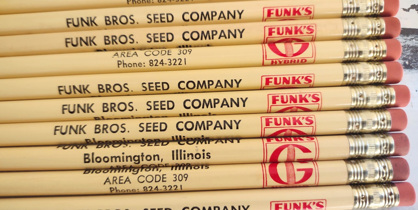 Vtg Funk Bros Co Funks G Hybrid Seed Corn Bloomington IL One (1) Pencil 1950’s
