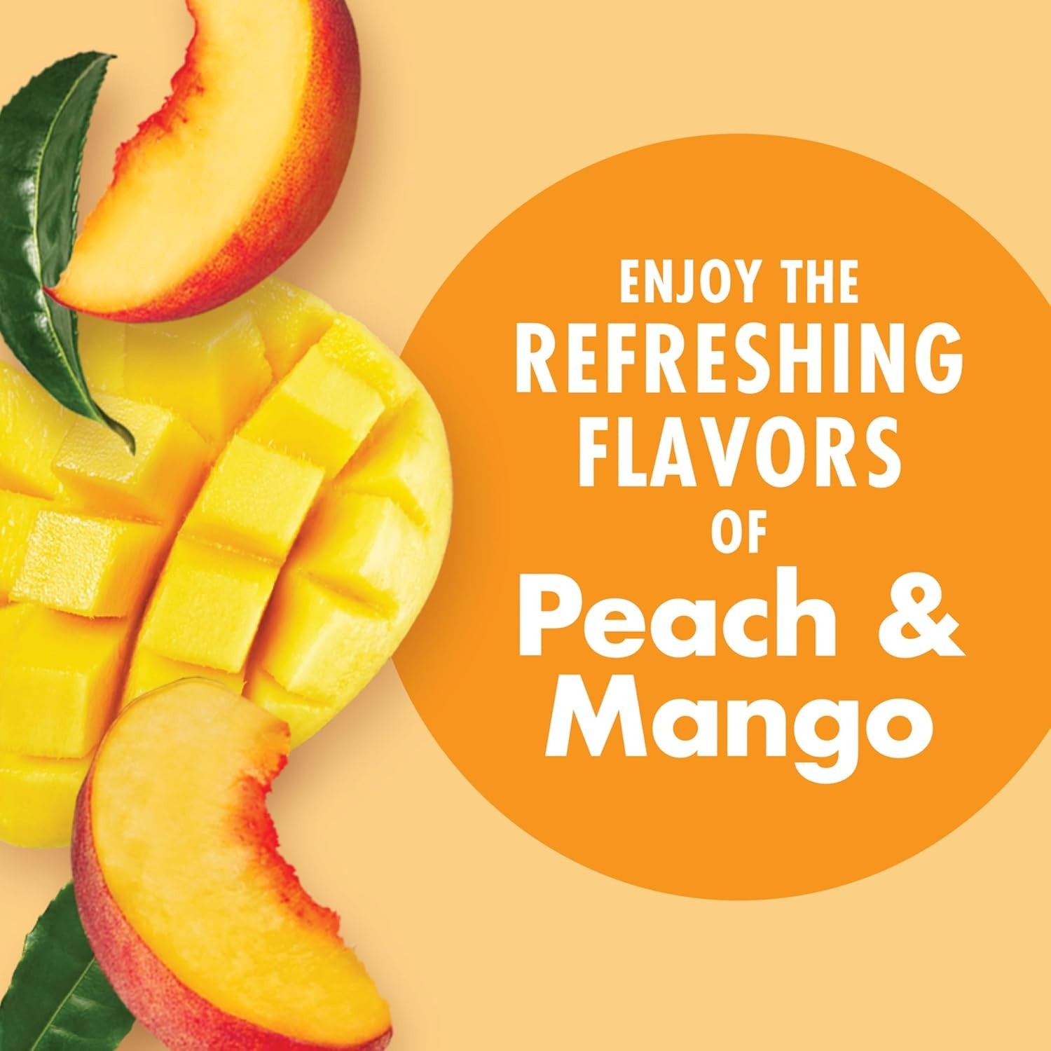 Energizing Peach Mango Drink, 6 Cans – Deliciously Sugar-Free & Vitamin Rich