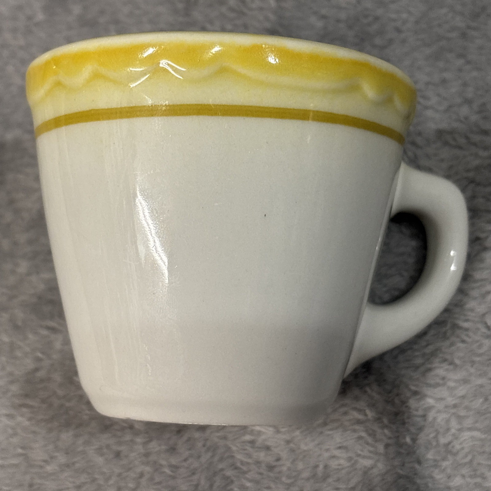 Sterling Vitrified China Coffee Cup Yellow Rim Restaurant Ware USA Free Shipping