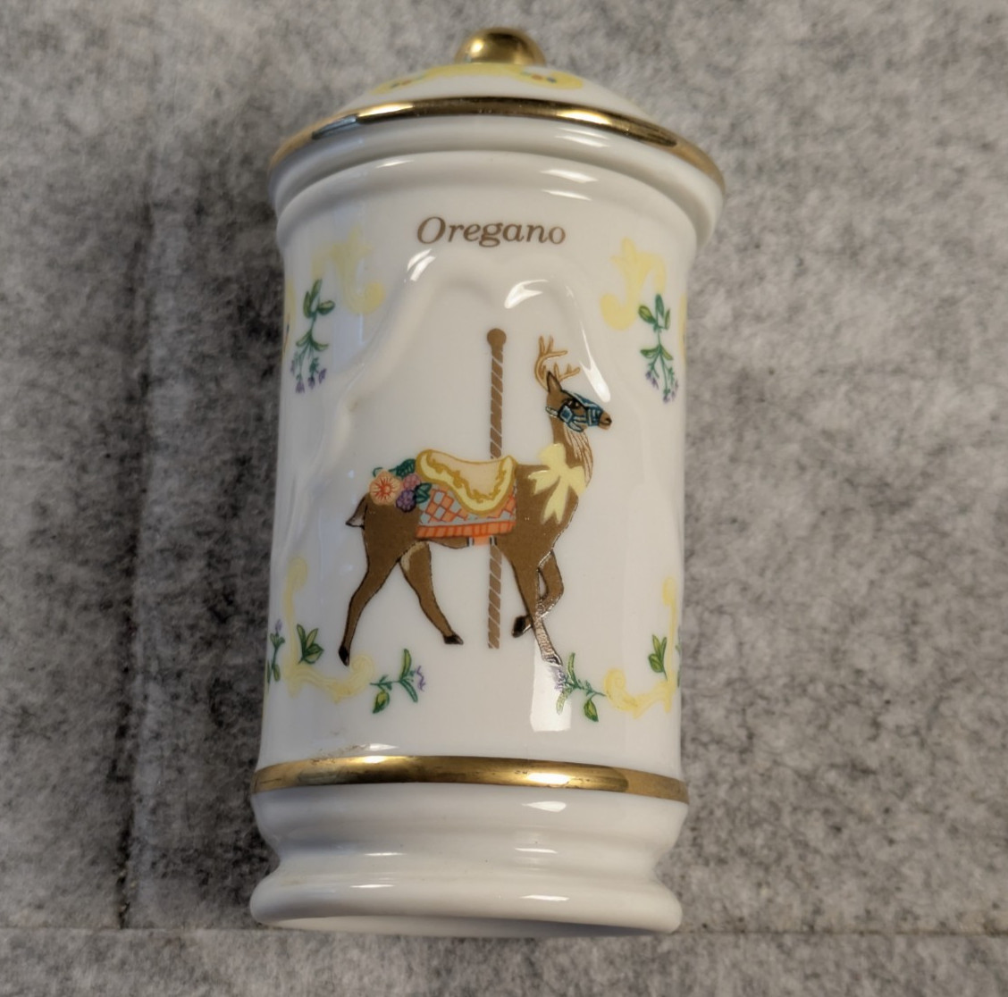 The Spice Carousel By Lenox Vintage 1993 Fine Porcelain Oregano w/ 24k Gold Trim