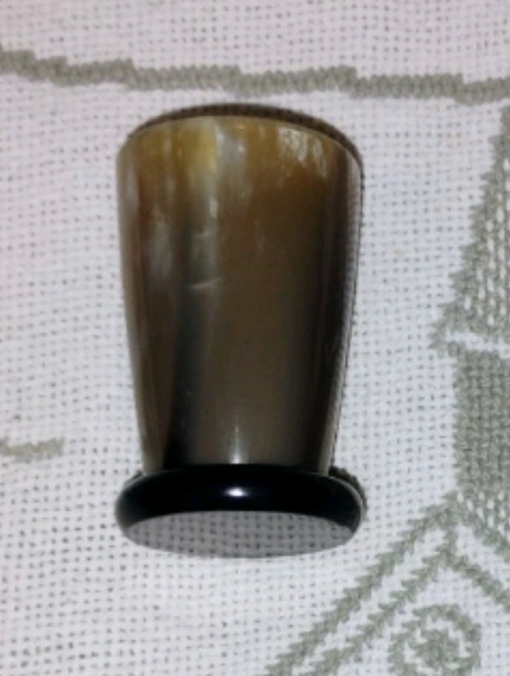 Buffalo Horn Brown Black Beige Natural Design Round Shot Glass Collectible