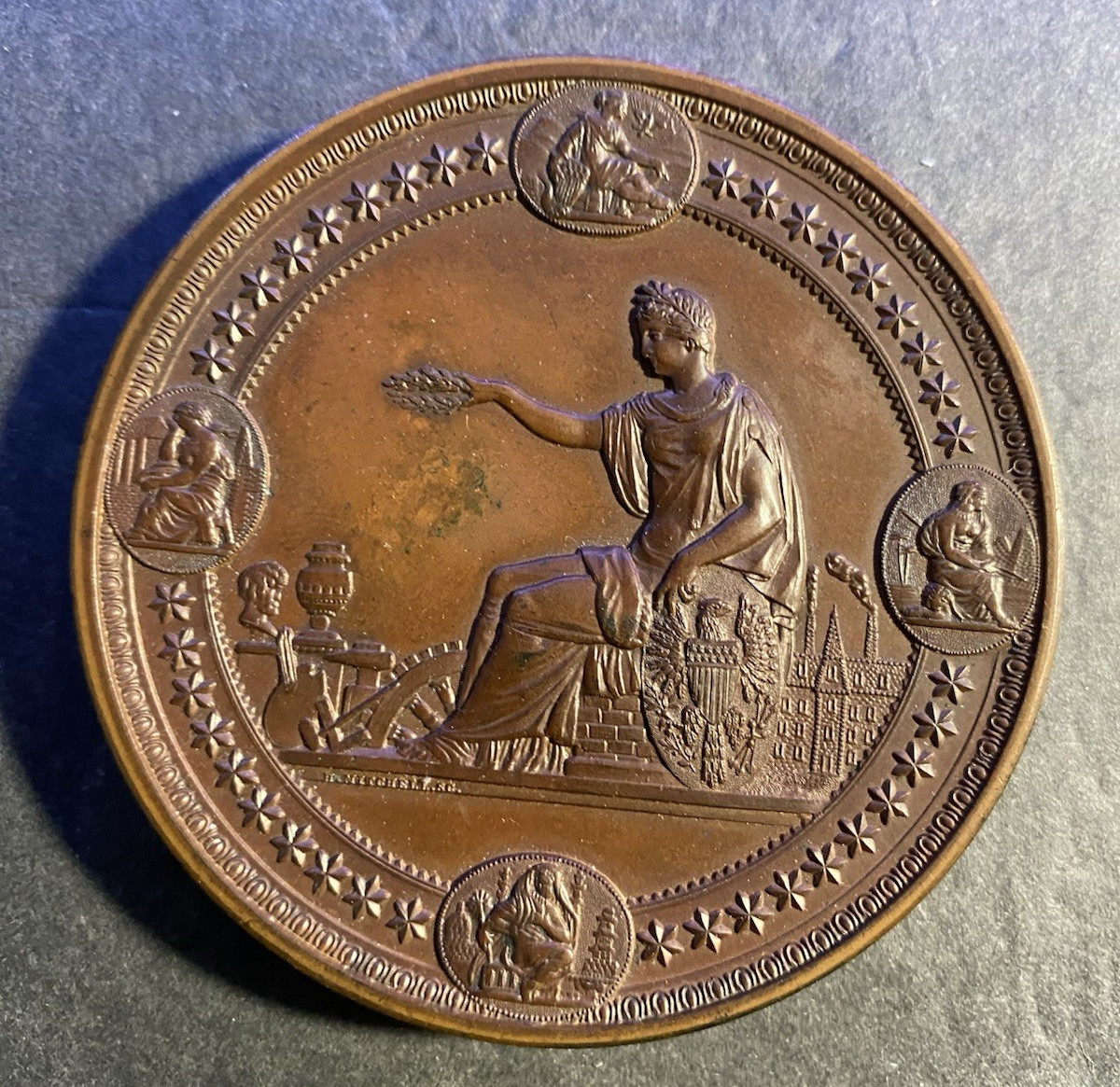 Large U.S. 1876 Centennial Exposition Philadelphia Award Medal 76 MM, 285.0 Gm