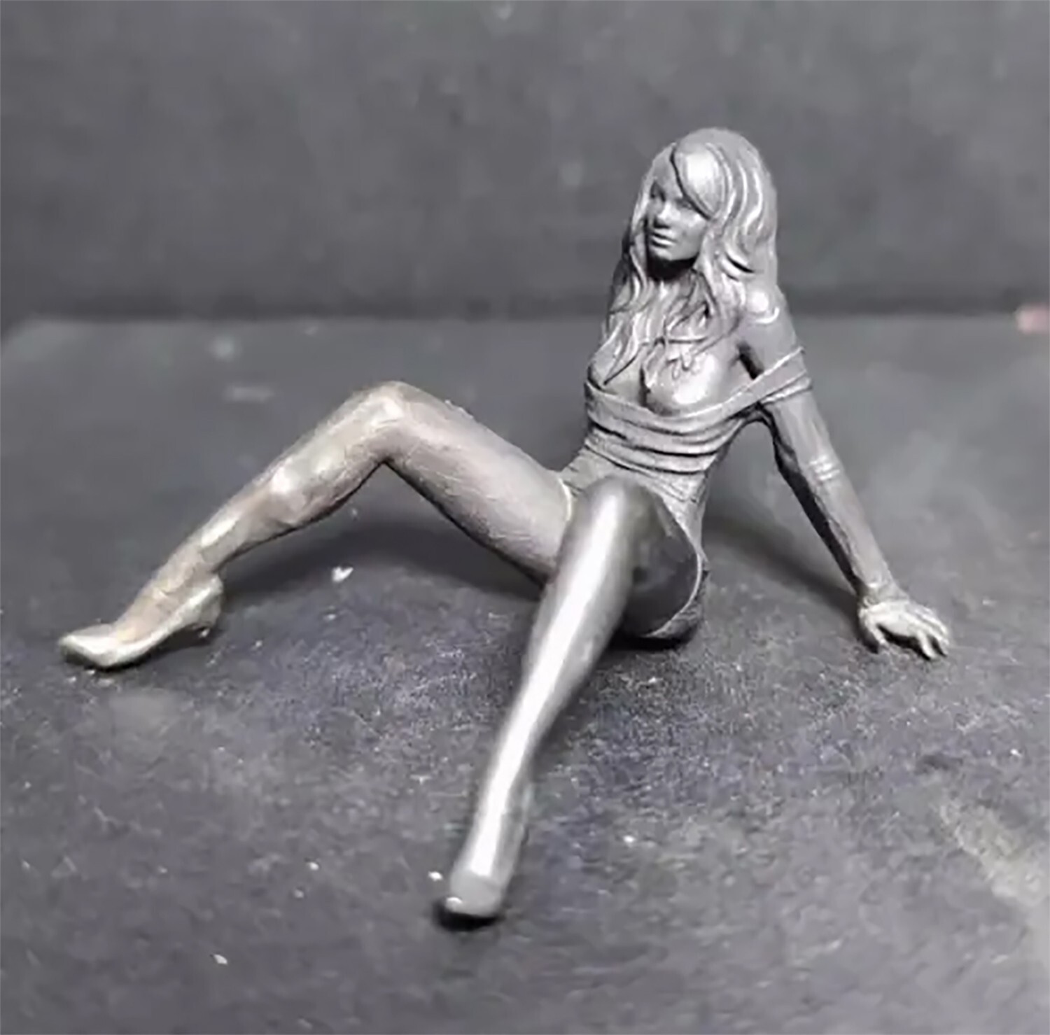 Black Solid Bronze Temptation Nude Girl Statue Art Beauty Open Legs Body Decor