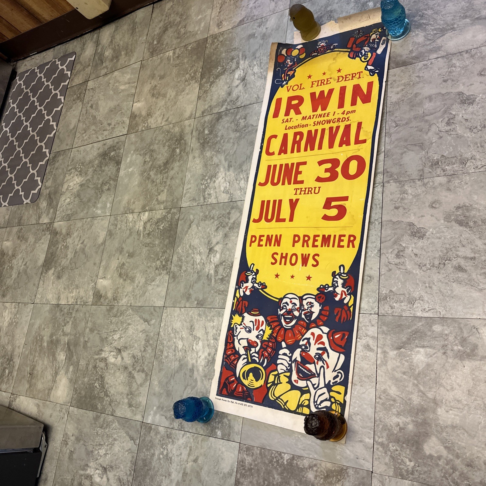 Irwin Carnival – Triangle Poster Co. Pittsburgh PA – Clown Circus Fire Dept