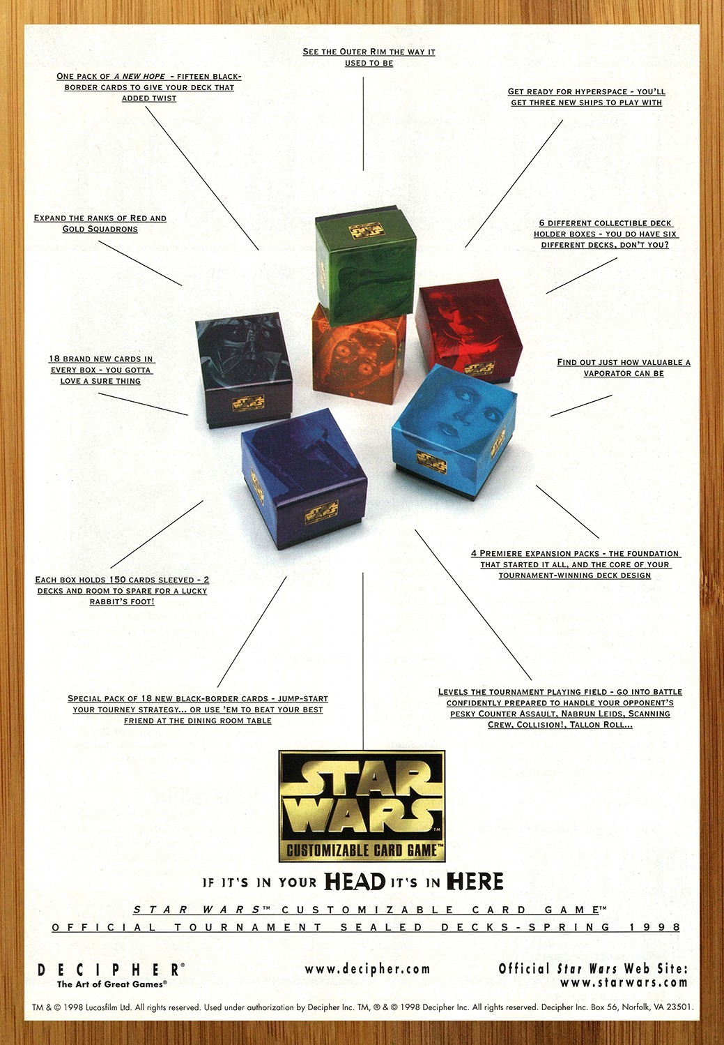 1998 Star Wars CCG A New Hope Print Ad/Poster Official TCG Card Game Promo Art