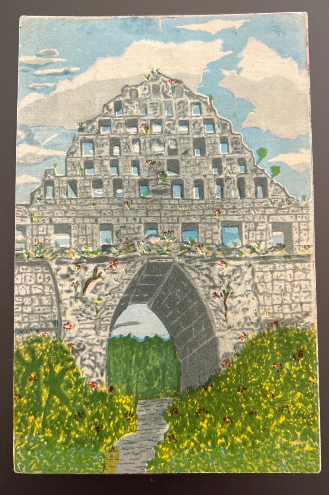 Postcard 1955 Uxmal Yucatan Mexico Pigeon House El Palomar M. Cirerol Art