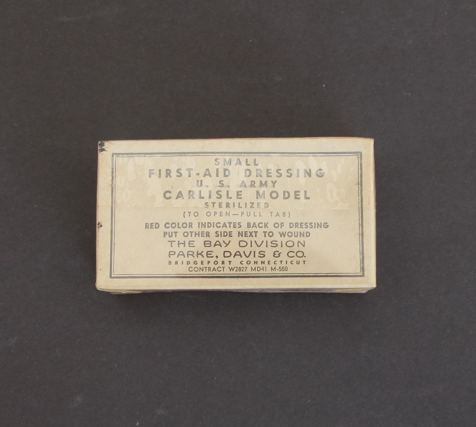 U.S. Army Carlisle Model Small First-Aid Dressing Bridgeport CT USA Sealed