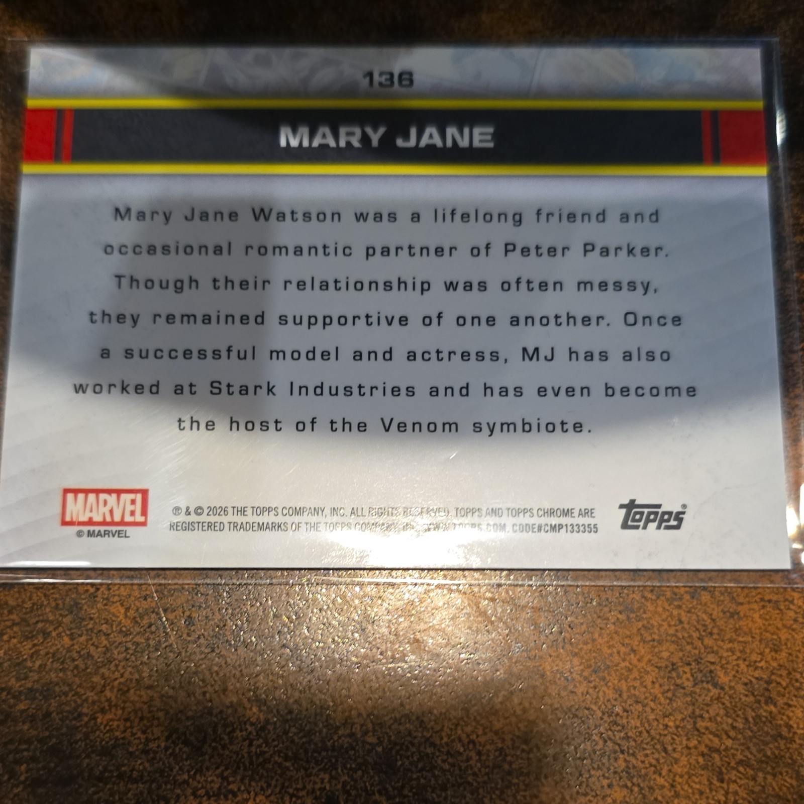 Topps 2026 Chrome Marvel Comics Mary Jane Prism Parallel Non-Sport Card #136