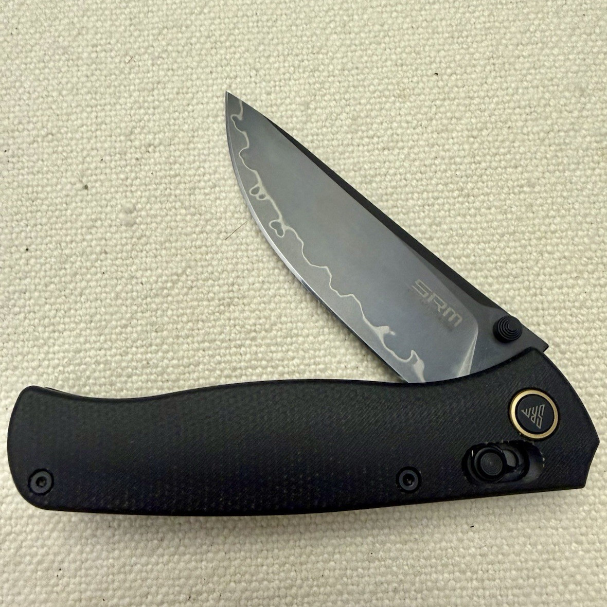 SRM Knives Model 255L-MB3 Black Micarta Folding 140Cr Pocket Knife 255LMB3