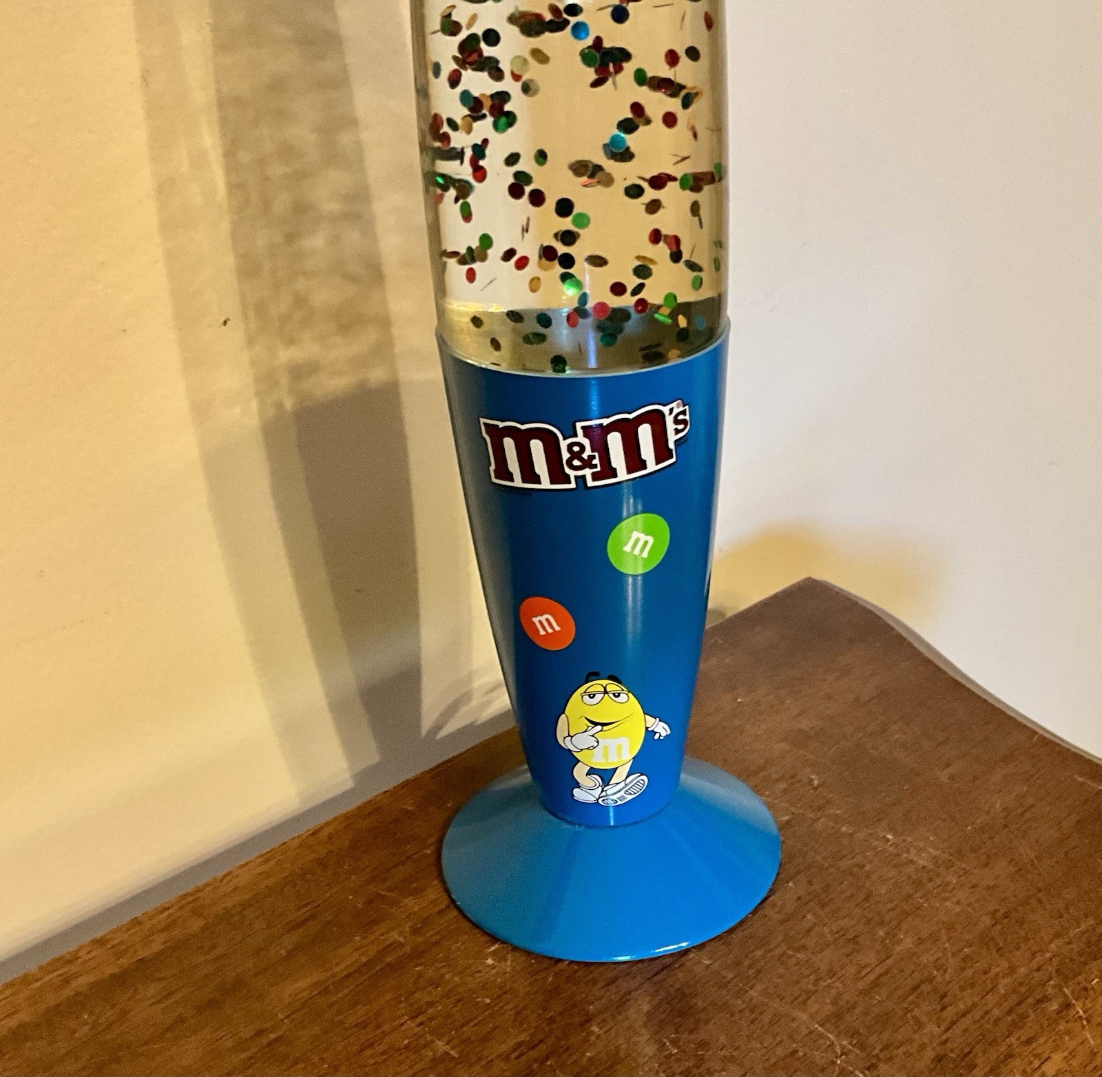 M&M’s Candy, Mars, Inc. 2011 Rainbow Glitter Blue Electric Lava Lamp 12.5”