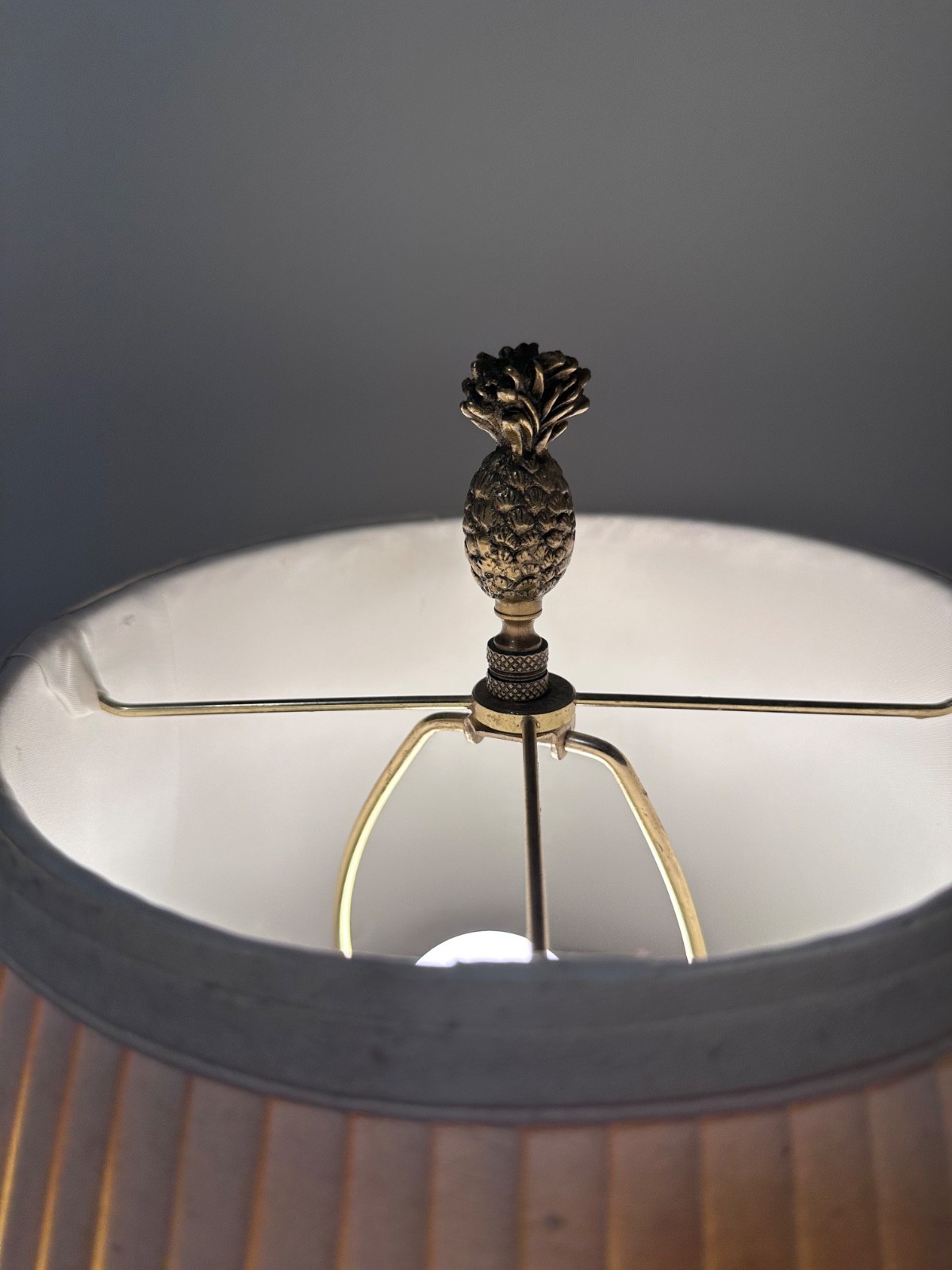 Frederick Cooper Brass Pineapple Lamp with original Shade 29″ Height