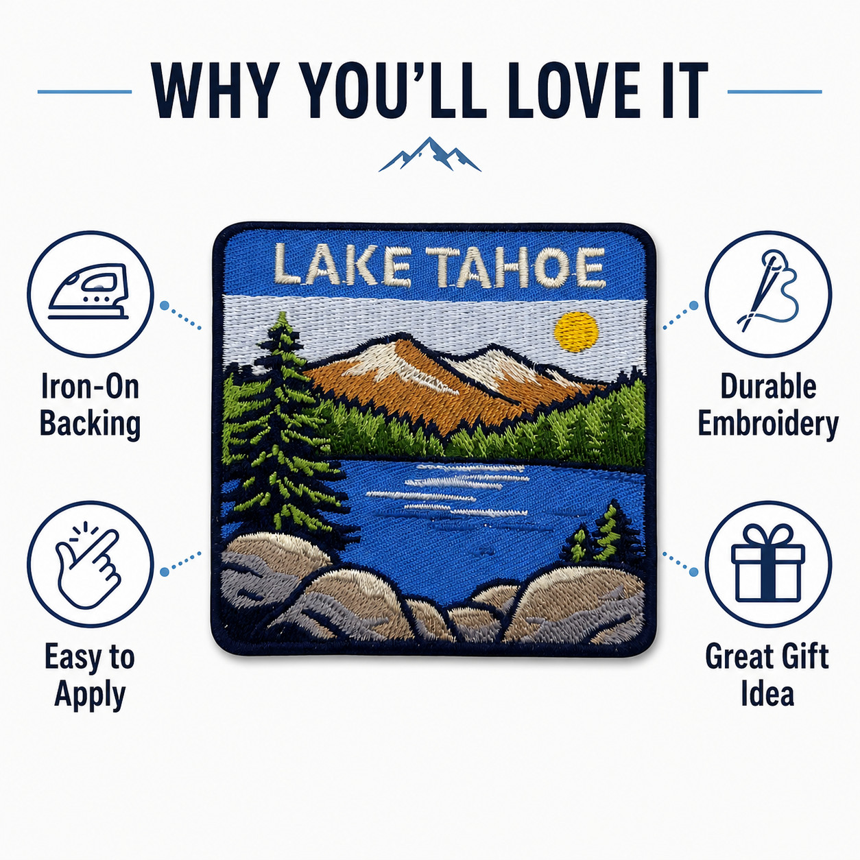 Lake Tahoe Patch 3” Iron On Embroidered California Travel Souvenir Badge