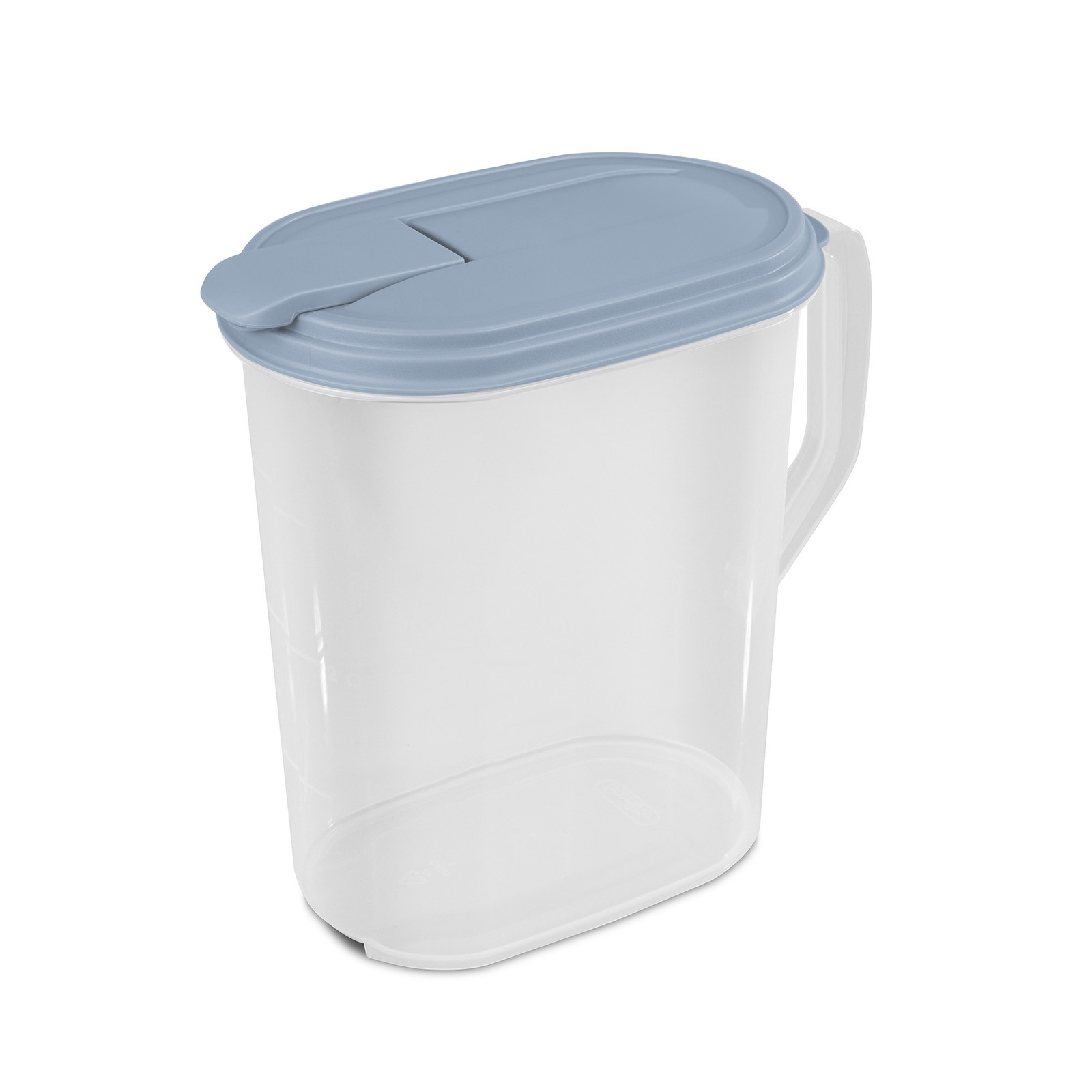 Sterilite 1 Gallon Plastic Hinged Pitcher with Comfort Grip Handle, Blue, 6 Pack