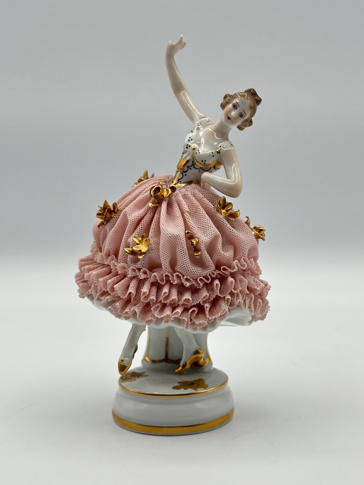 Muller Volkstedt Germany Dresden Lace Porcelain Ballerina Figurine 6”
