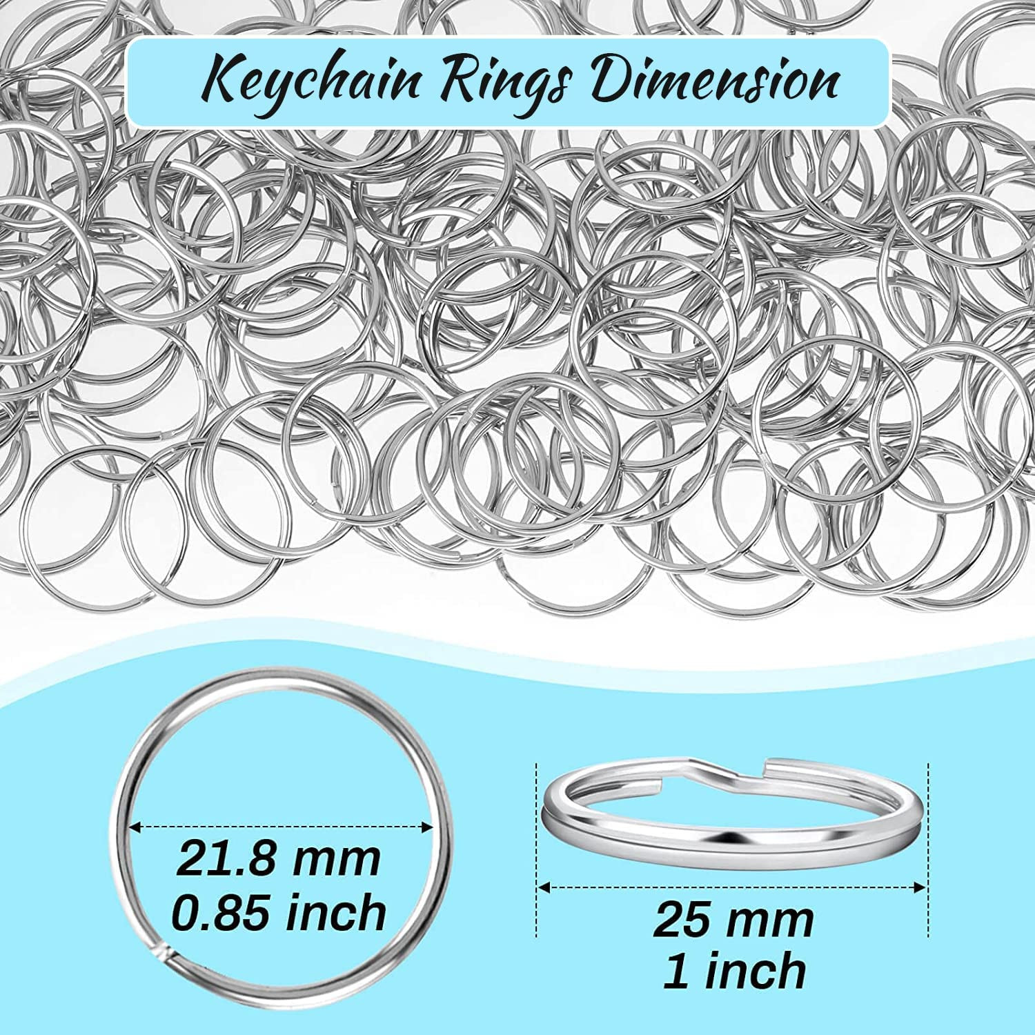 200Pcs Split Key Rings Bulk for Keychain and Crafts, 1 Inch (25Mm)