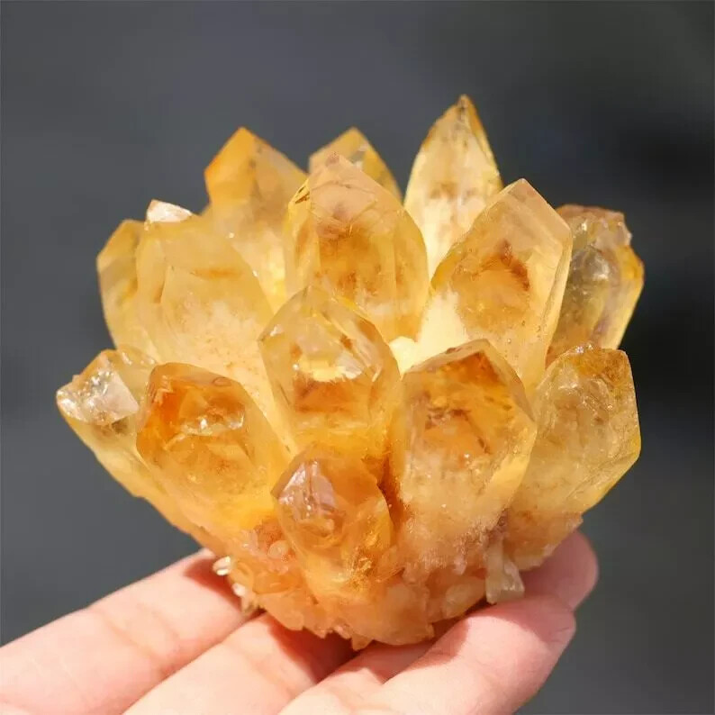 Natural Citrine Phantom Quartz Geode Phantom Cluster Specimen Ornament Decor