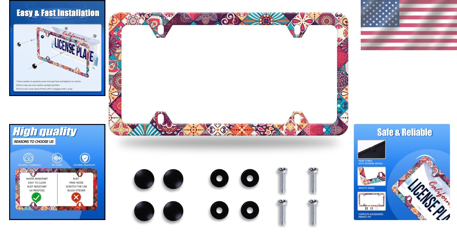 Durable Stainless Steel License Plate Frame Easy Installation 12.3 x 6.3 Inches