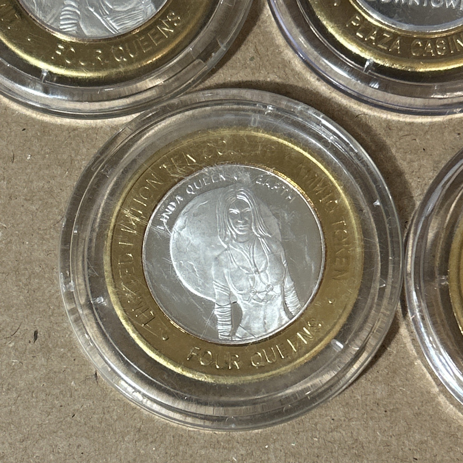 (5) Plaza & Four Queens Casino Ltd. Ed. 10 Dollar Gaming Tokens Las Vegas ~ Clad