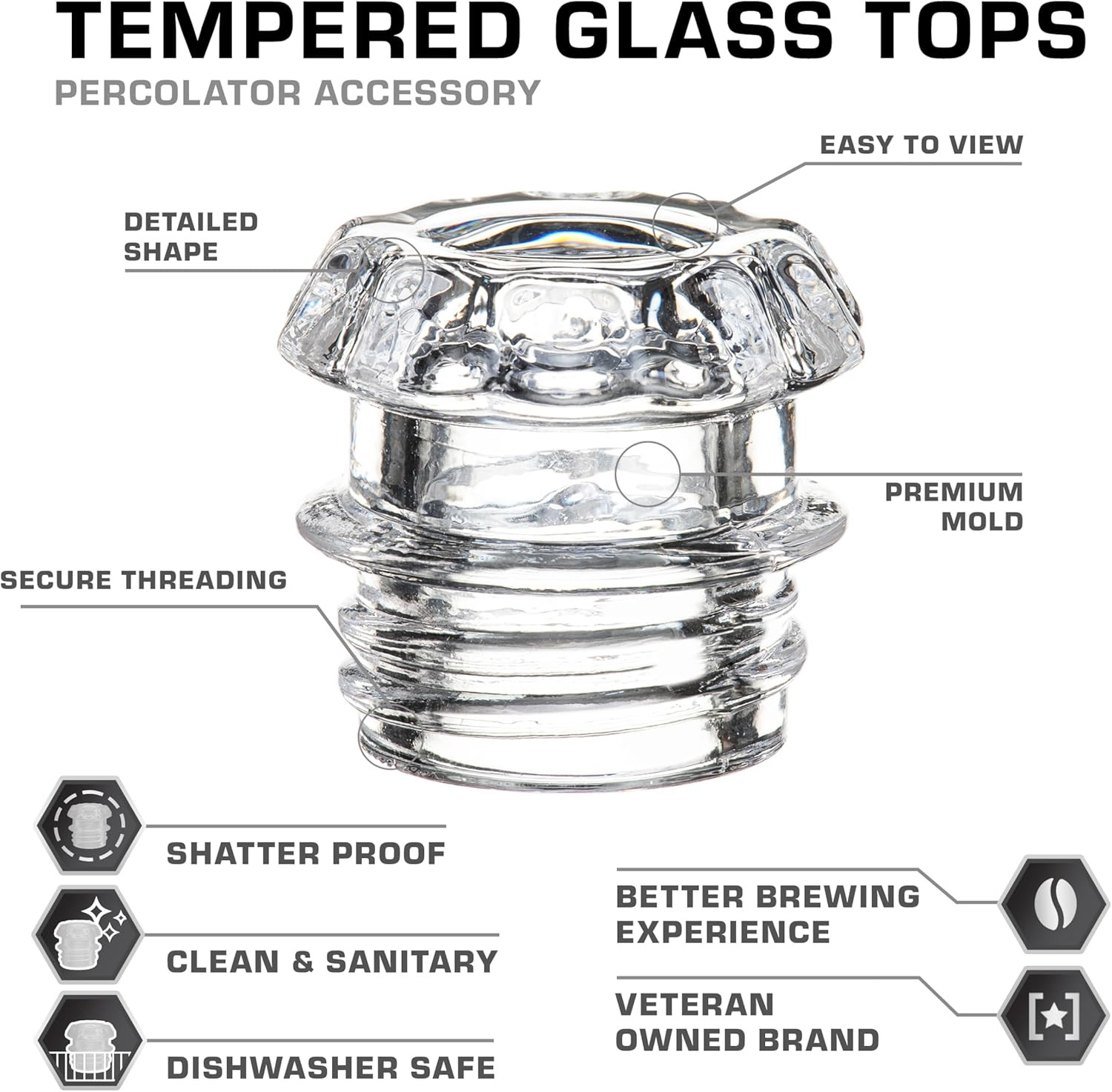 COLETTI Coffee Percolator Glass Top Replacement – (Pack of 2)