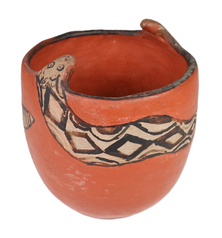 Maricopa Jar Pottery ca. 1910 Size 5.25″ H x 4.625″ D Red Clay Jar