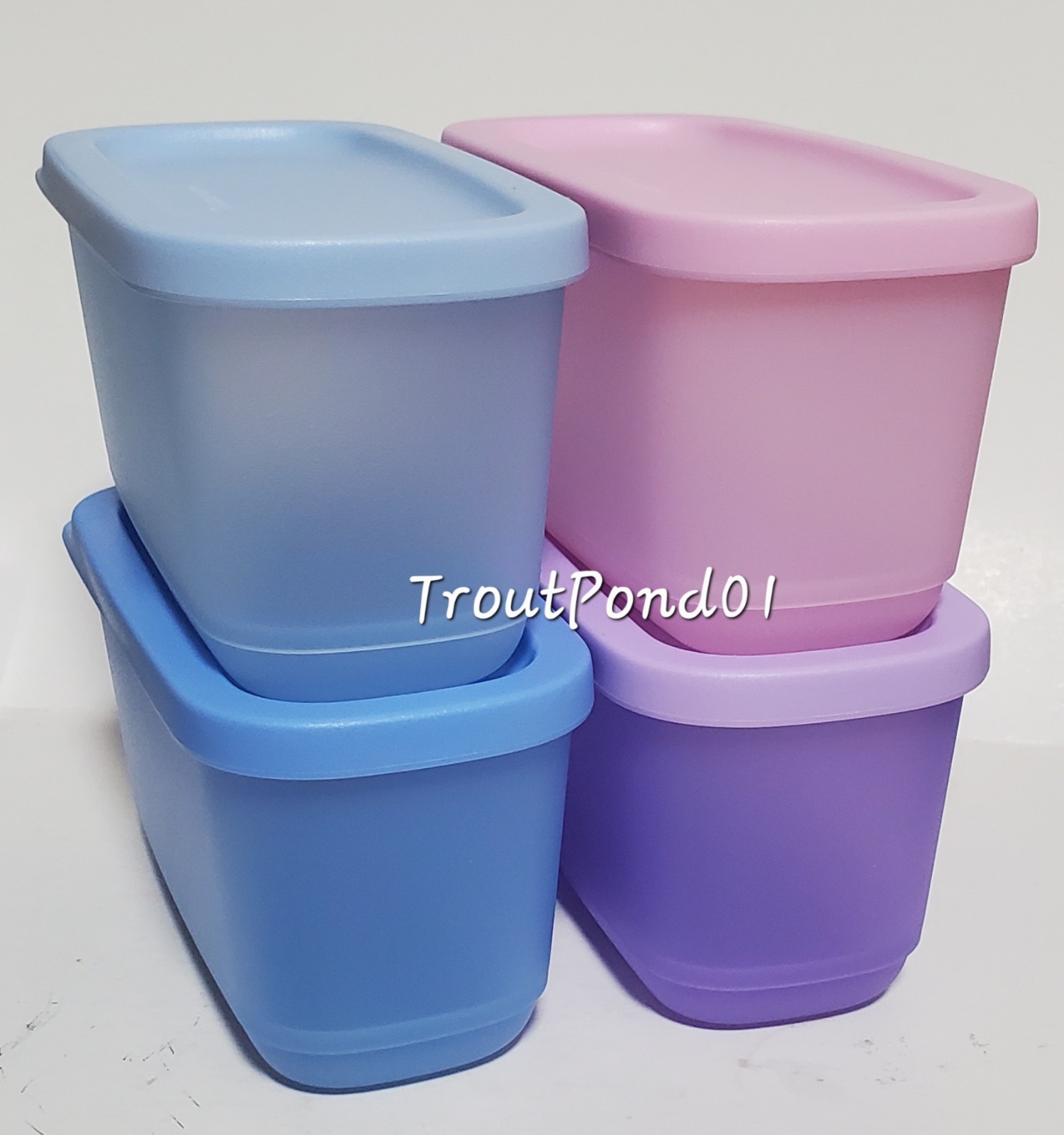 Tupperware Basic Bright Pink Blue Purple Herb Snack Storage Fridge Freezer Set 4
