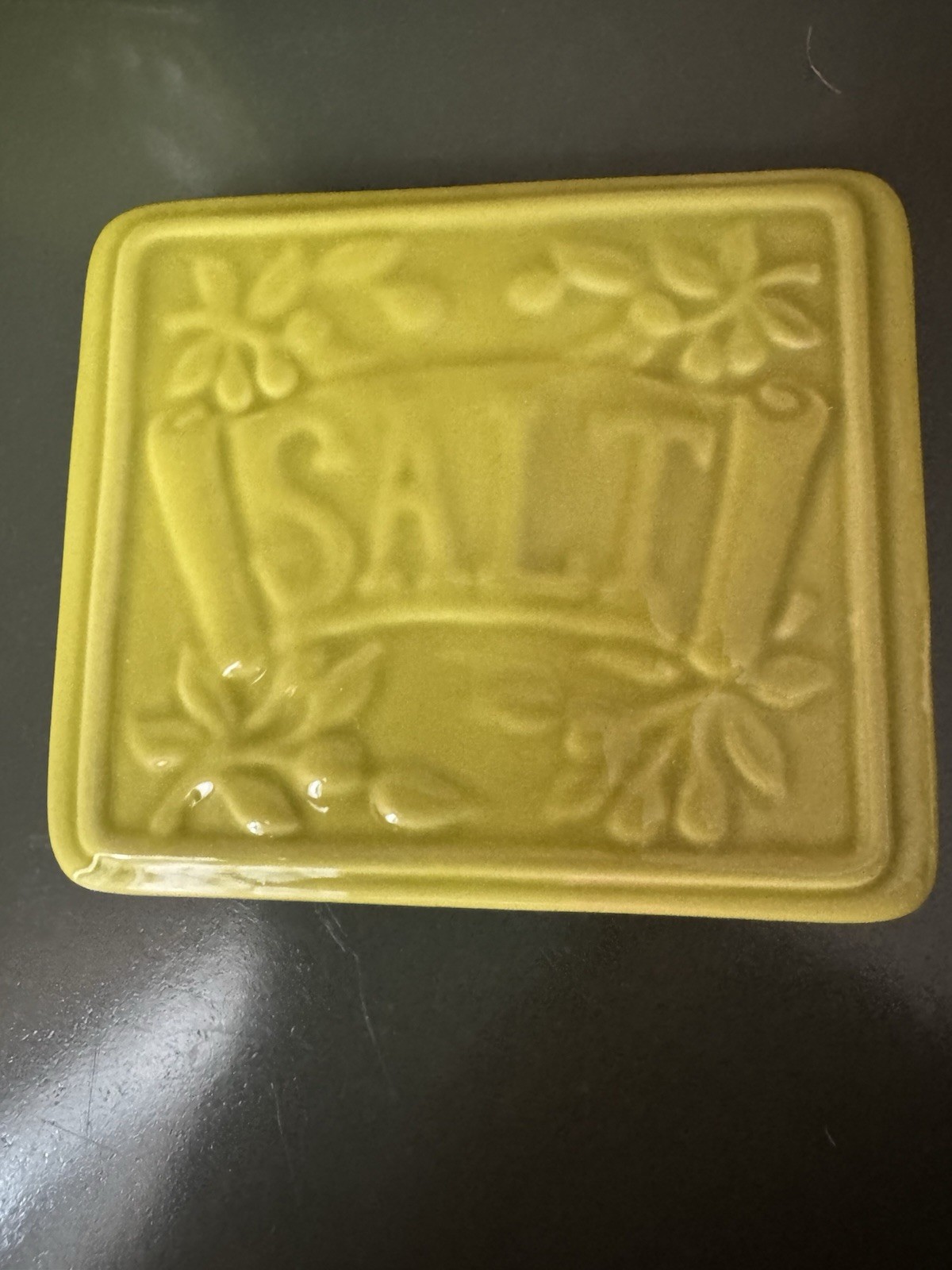 Vintage-style Boston Warehouse ceramic salt cellar (salt box) -Yellow 4” Square