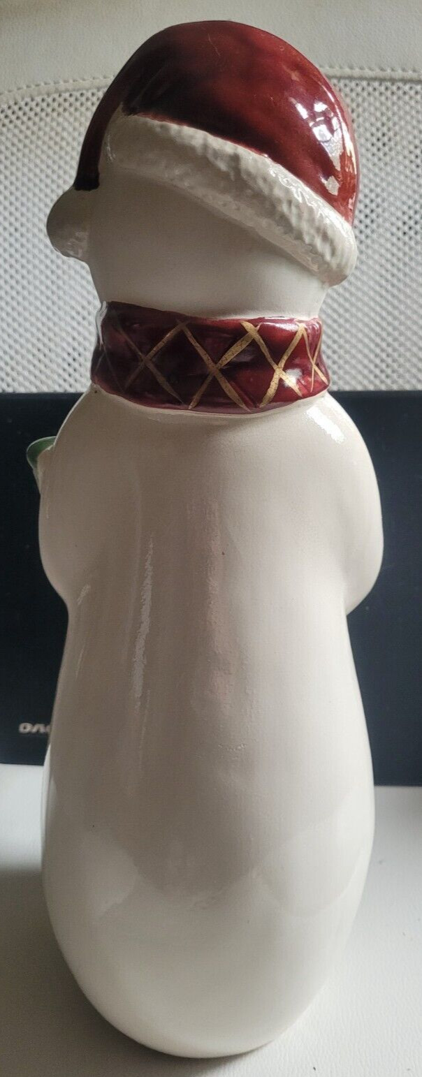 13.5 Inches Tall Ceramic Snowman Scarf Tabletop Christmas Decoration Holiday