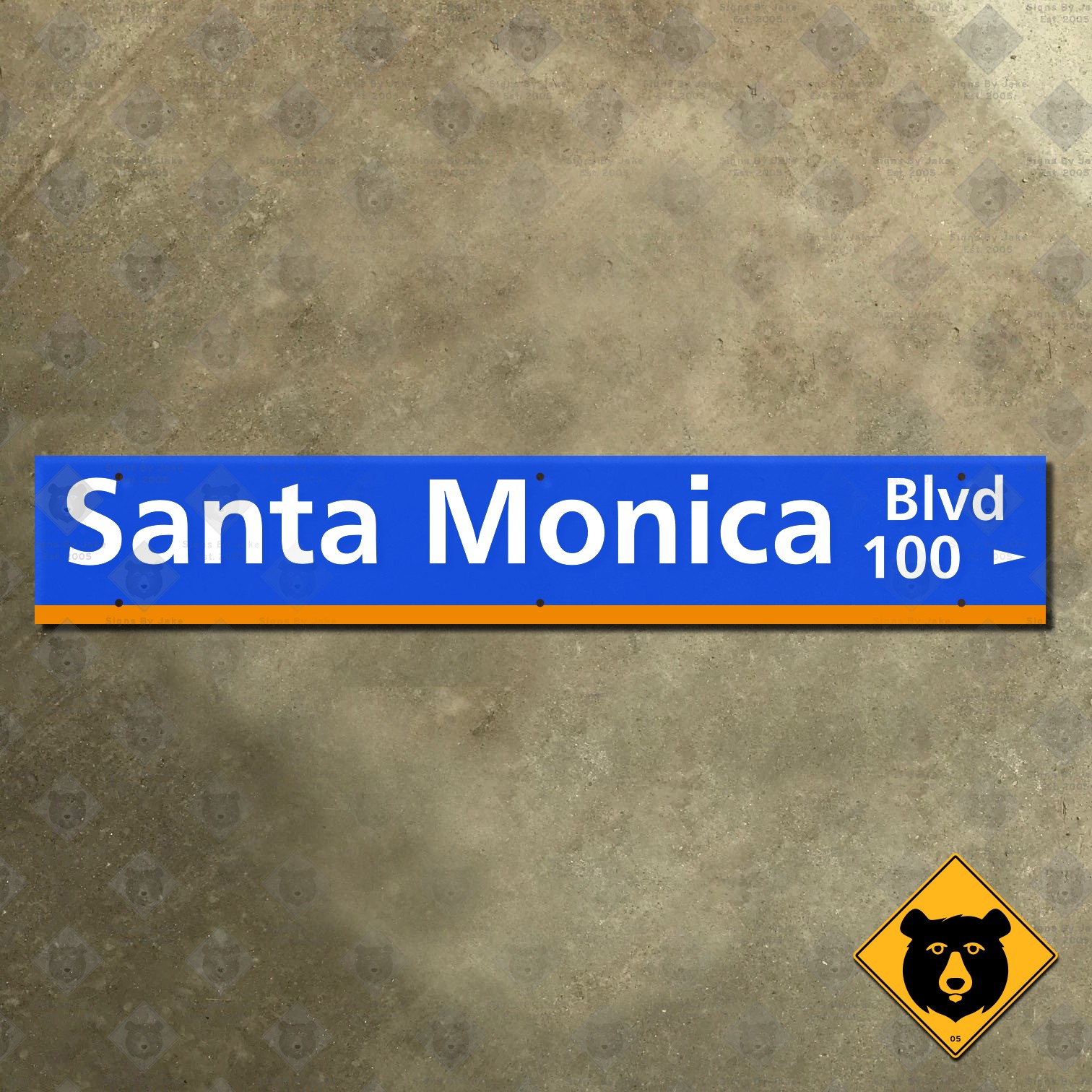 California Santa Monica Boulevard 100 block street road sign 36×6