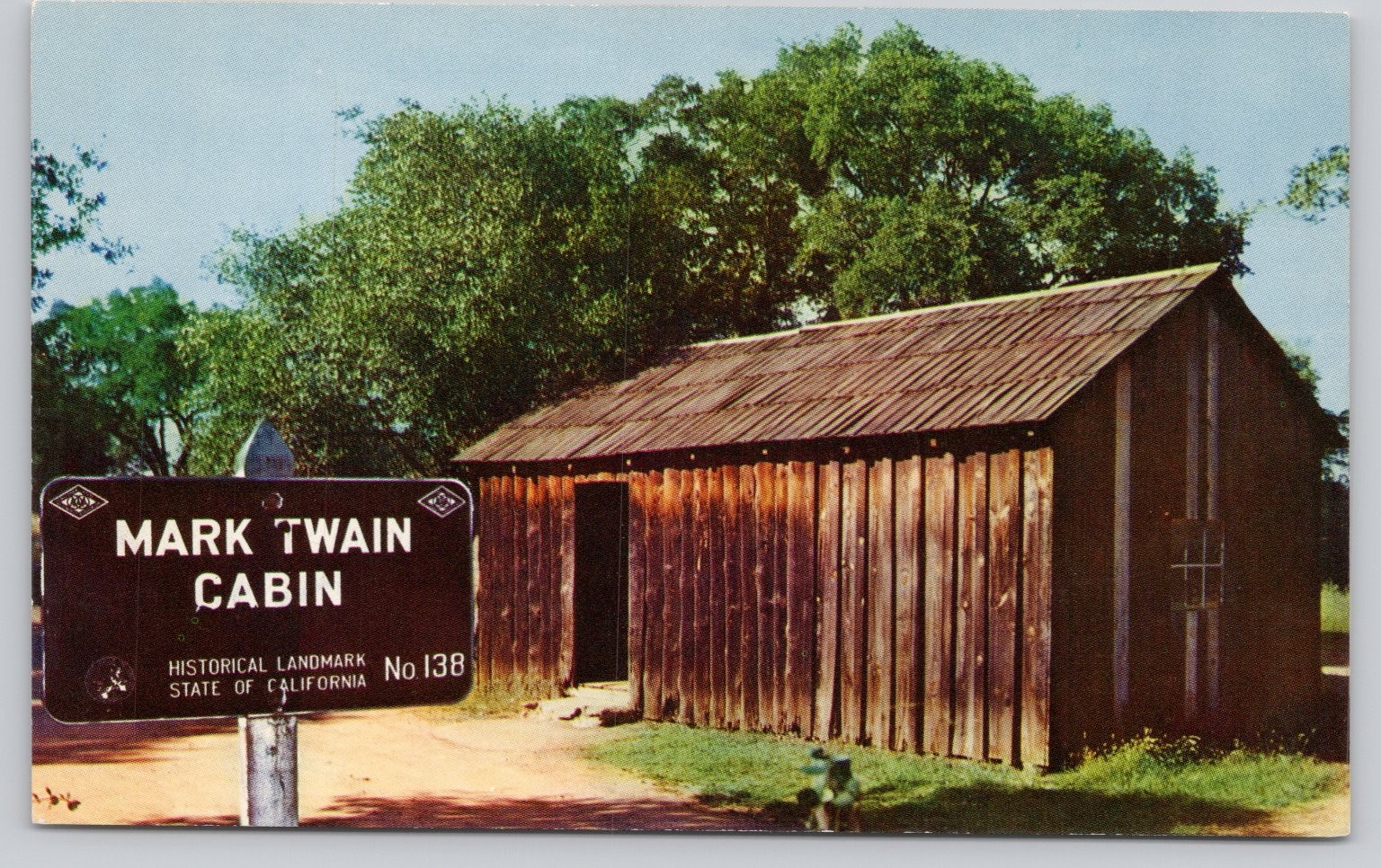 Mark Twain Cabin California Gold Rush Historical Landmark Postcard