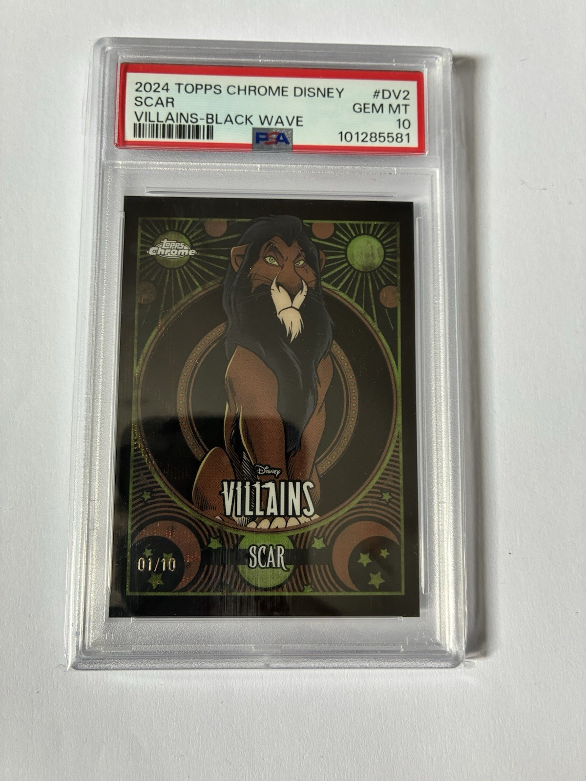 Disney Topps Chrome 2024 Scar Villains Black Wave 1/10 PSA 10 Lion King
