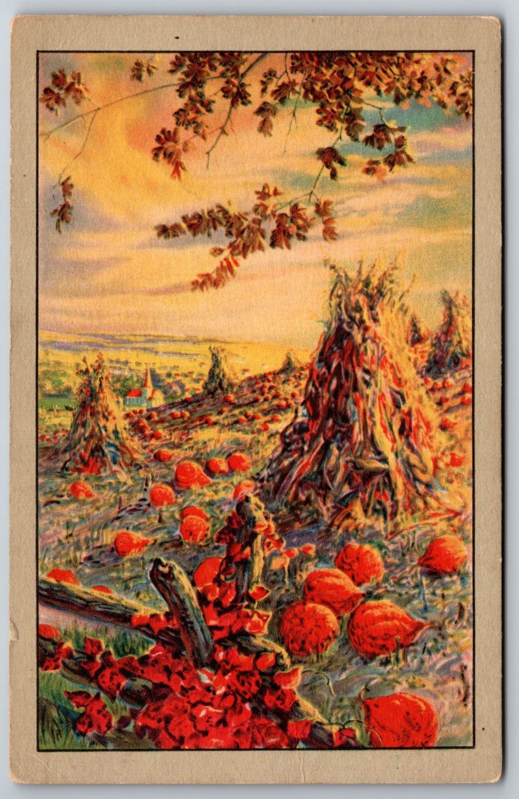 Rally Day Oneonta New York NY 1925 Westminster Press Autumn Harvest Postcard