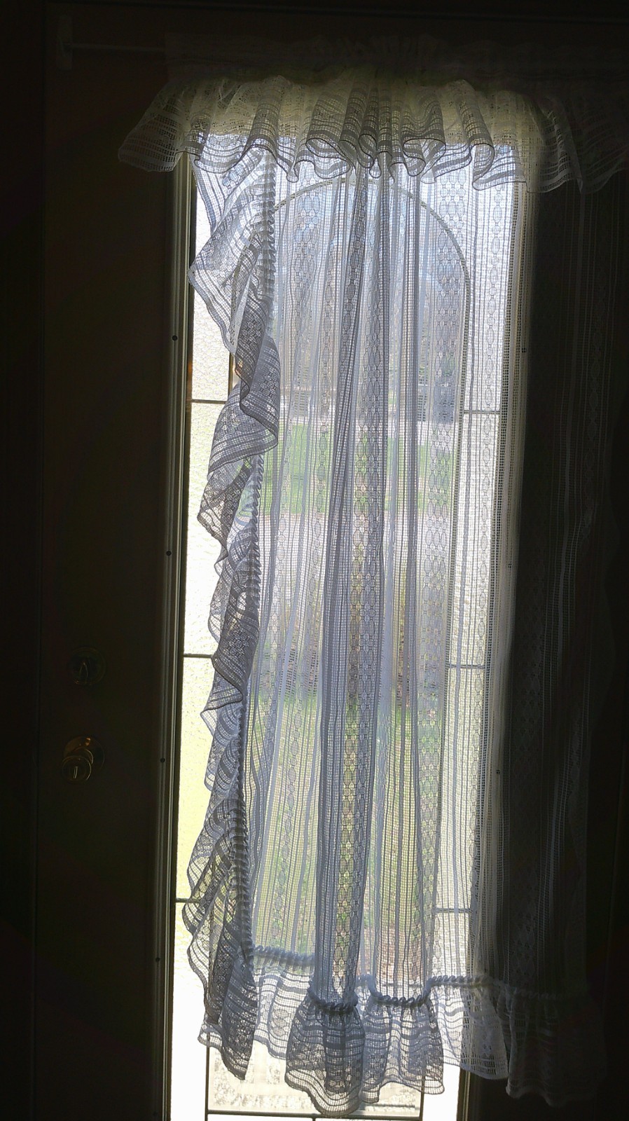 Vintage Protela White Lace Ruffled Curtains Pair Rod Pocket