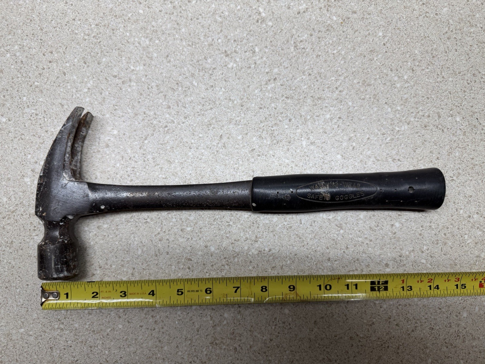Vintage Heavy Duty 28oz Claw Hammer 16” One Piece Steel Black Grip Estwing Style