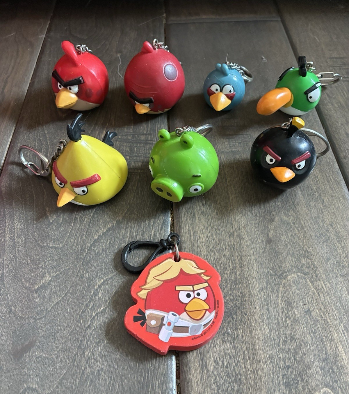 Angry Birds Plastic Keychain Lot Multicolor Character Charms w/ Carabiner Clip