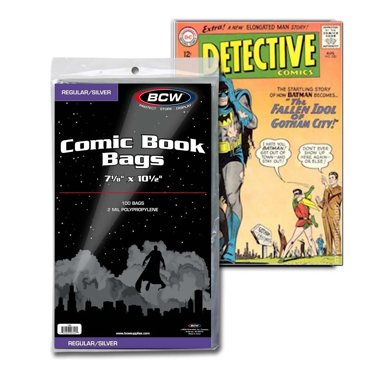 BCW Comic Book Bags (Silver/Regular) 100 pack 2 Mil Silver Age Comic Book Bag