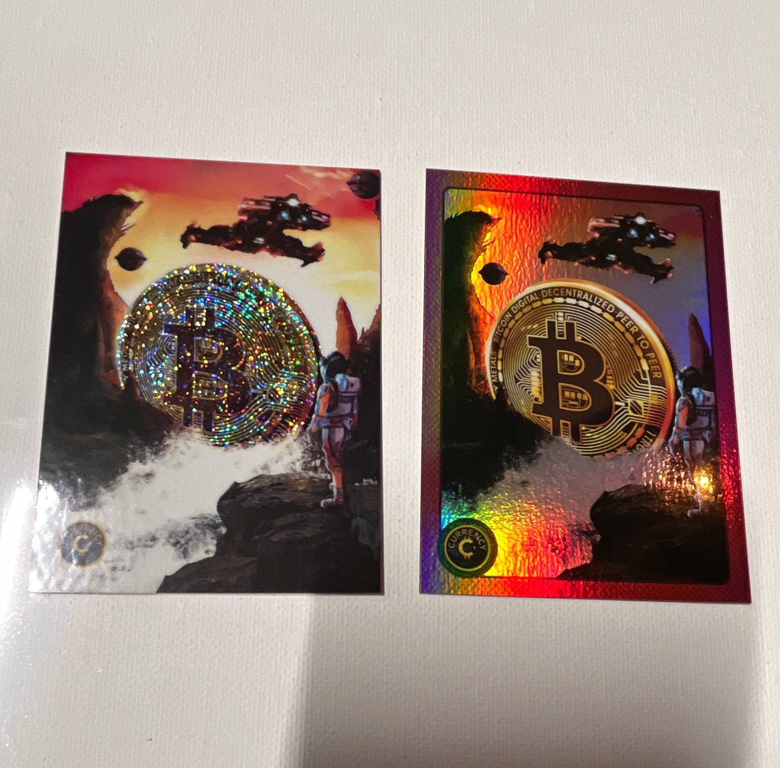 Cardsmiths Currency Bitcoin Hologram 2-Card Lot #70 Currency Cred (2023)
