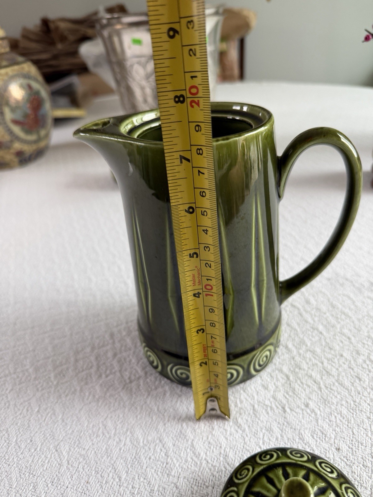 MCM Vintage Royal Sealy Tea Set Avocado Green Creamer,Sugar, Tea Pot Gorgeous!!